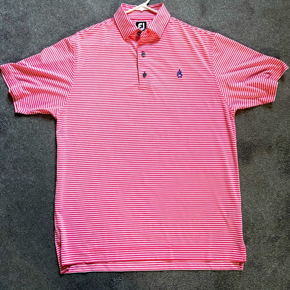 Men’s FootJoy Polo Size Med, Pink w/white stripes
